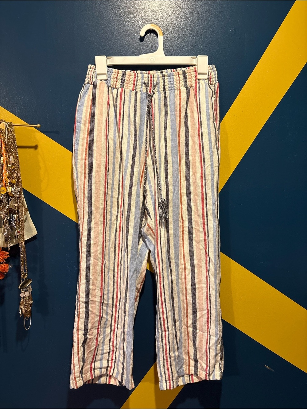 Christopher & Banks Multi Stripe Pull-On Straight Leg Casual Pants EUC